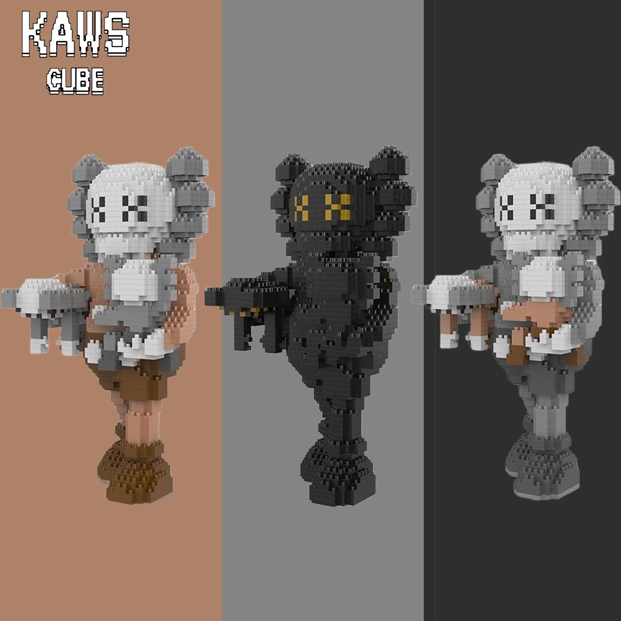 カウズ KAWS Companion BLACK： Nanoblock ナノブロック「210mm