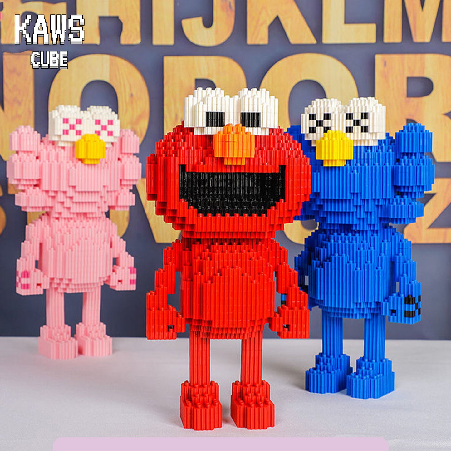 KAWS ブロック Sesame Street ：クッキーモンスター ピンク「141mm」 0911-08