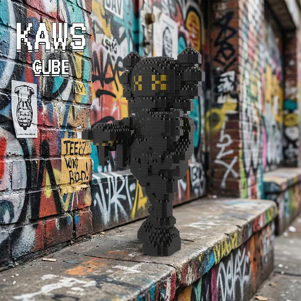 カウズ KAWS Companion BLACK： Nanoblock ナノブロック「210mm
